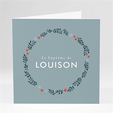 Faire-part de baptême fleurs en gravure