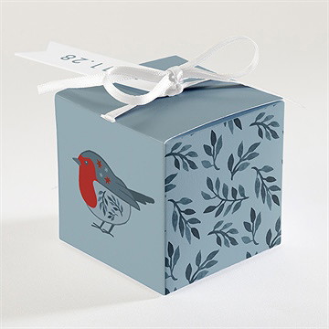 Boîte de dragées baptême fleurs en gravure - Dos de la boîte