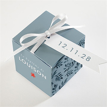 Boîte de dragées baptême fleurs en gravure - Dessus de la boîte