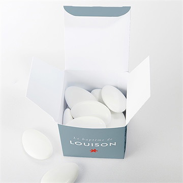 Boîte de dragées baptême fleurs en gravure - Intérieur de la boîte