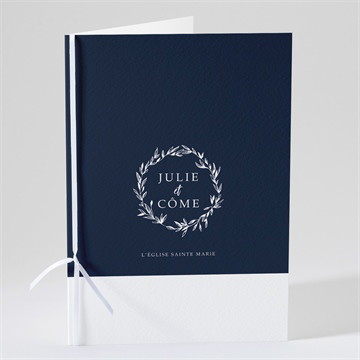 Livret de messe mariage bleu minéral accordéon