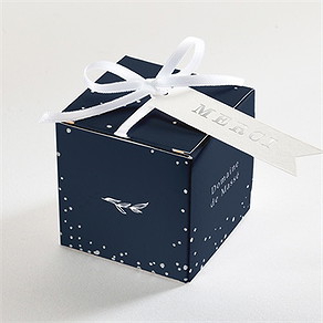 Boîte de dragées mariage bleu minéral
