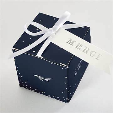 Boîte de dragées mariage bleu minéral - Dessus de la boîte