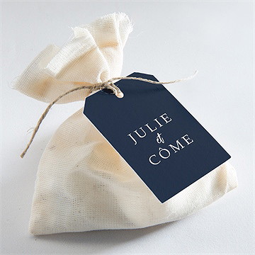 Etiquette mariage bleu minéral - Mise en situation