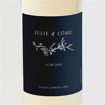 Etiquette de bouteille mariage bleu minéral