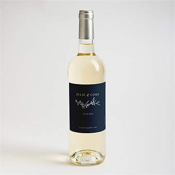 Etiquette de bouteille mariage bleu minéral - Mise en situation
