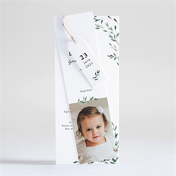 Faire-part de baptême décoration végétale