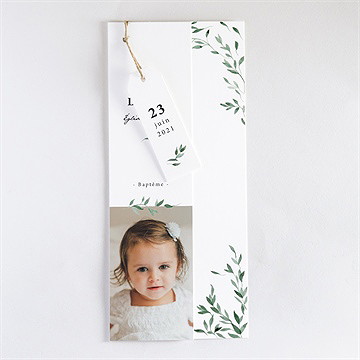 Faire-part de baptême décoration végétale - Faire-part assemblé