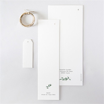 Faire-part de baptême décoration végétale - Dos du faire-part