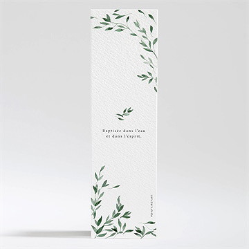 Signet baptême décoration végétale - Dos du signet