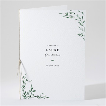 Livret de messe baptême décoration végétale or