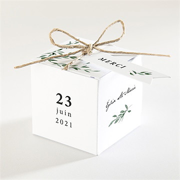 Boîte de dragées baptême décoration végétale