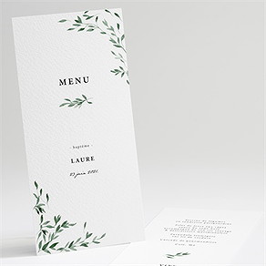 Menu baptême décoration végétale