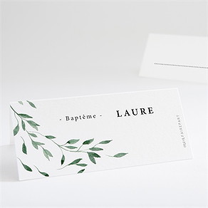 Marque-place baptême décoration végétale