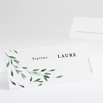 Marque-place baptême décoration végétale