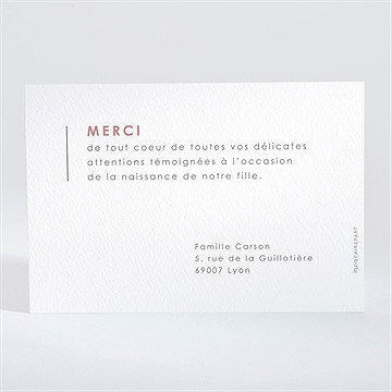 Remerciement naissance cadre chic - Dos de la carte