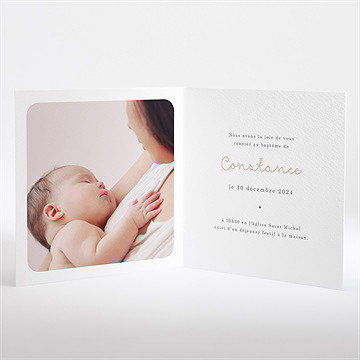 Faire-part de baptême profil de colombe - Intérieur du faire-part