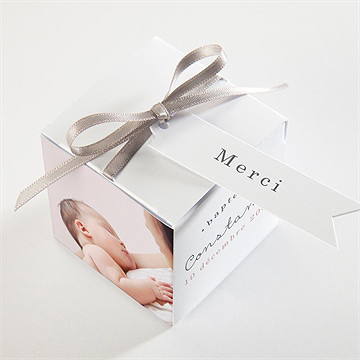 Boîte de dragées baptême profil de colombe - Dessus de la boîte