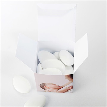 Boîte de dragées baptême profil de colombe - Intérieur de la boîte