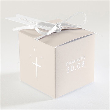 Boîte de dragées baptême lettre de cuivre - Dos de la boîte