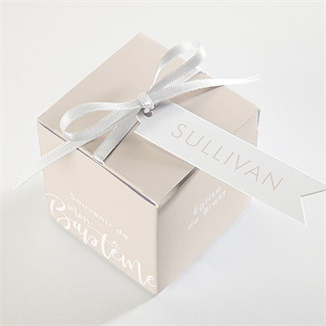 Boîte de dragées baptême lettre de cuivre - Dessus de la boîte