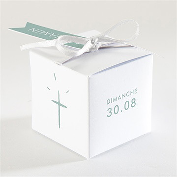 Boîte de dragées baptême jeu de mots - Dos de la boîte