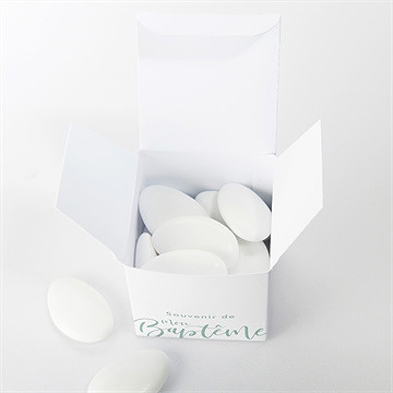 Boîte de dragées baptême jeu de mots - Intérieur de la boîte