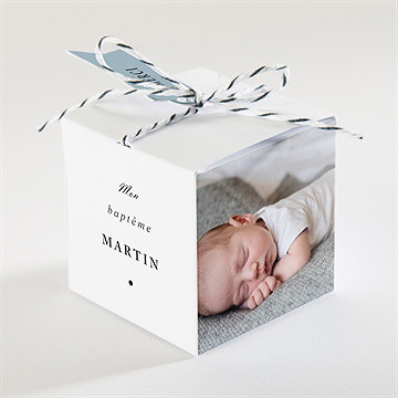 Boîte de dragées baptême paix et joie ! - Dos de la boîte