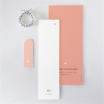 Faire-part de baptême millefeuille de rose - Dos du faire-part