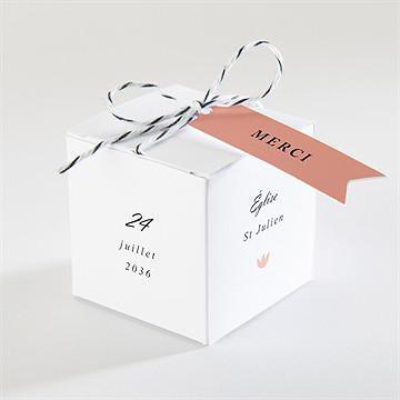 Boîte de dragées baptême millefeuille de rose