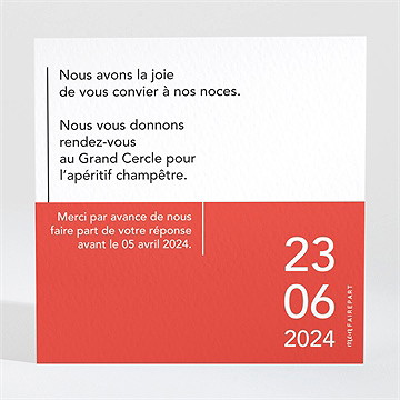 Carton d'invitation mariage empreinte graphique - Dos du carton