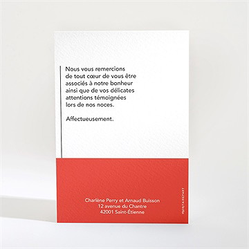 Remerciement mariage empreinte graphique - Dos de la carte