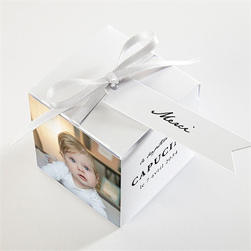 Boîte de dragées baptême photos miniatures - Dessus de la boîte