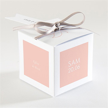 Boîte de dragées baptême colombe cuivrée - Dos de la boîte