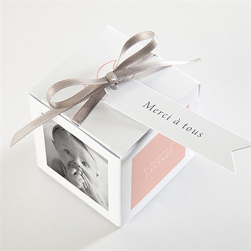 Boîte de dragées baptême colombe cuivrée - Dessus de la boîte