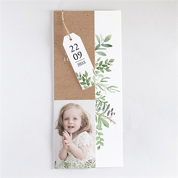 Faire-part de baptême kraft végétal - Faire-part assemblé