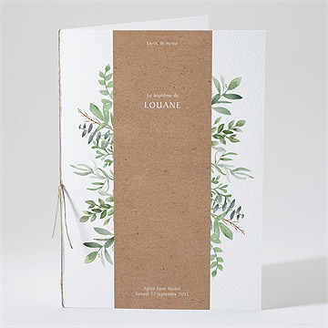 Livret de messe baptême kraft végétal
