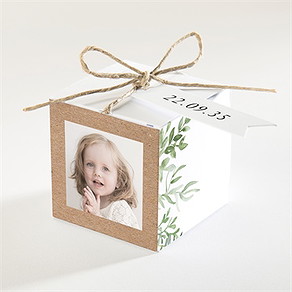 Boîte de dragées baptême kraft végétal