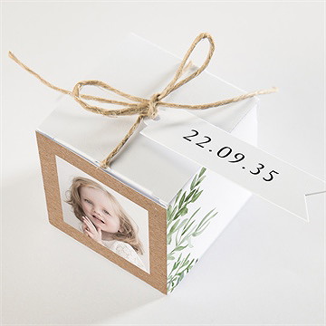 Boîte de dragées baptême kraft végétal - Dessus de la boîte