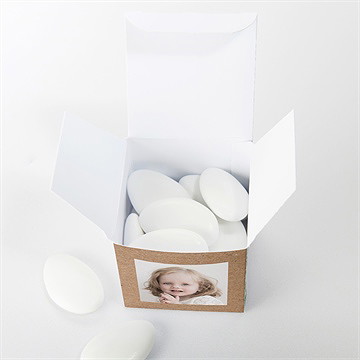 Boîte de dragées baptême kraft végétal - Intérieur de la boîte