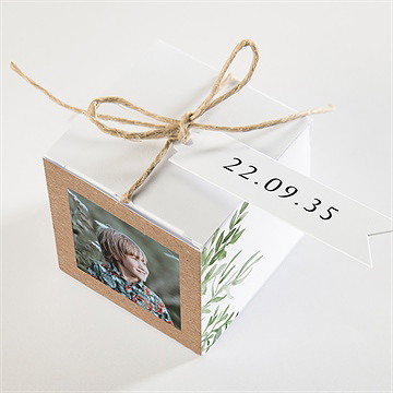 Boîte de dragées communion illustration végétale - Dessus de la boîte