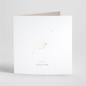 Faire-part de baptême envolée minimaliste