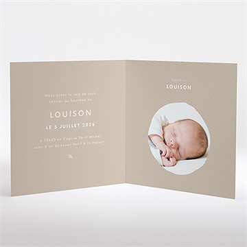Faire-part de baptême envolée minimaliste - Intérieur du faire-part