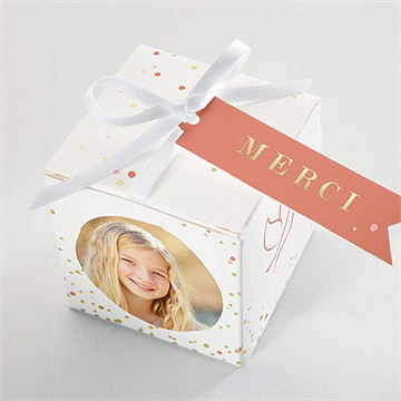 Boîte de dragées communion colombe dorée dorure - Dessus de la boîte