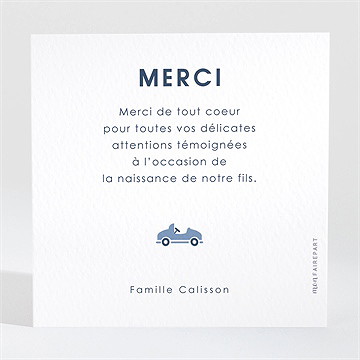 Remerciement naissance tenue vintage garçon - Dos de la carte