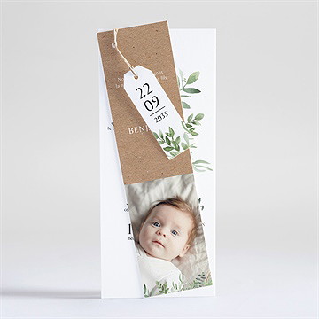 Faire-part naissance kraft et végétation