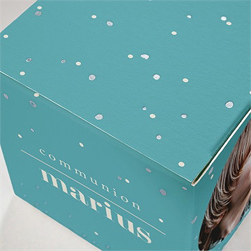 Boîte de dragées communion tampon étoilé - Détail de la boîte