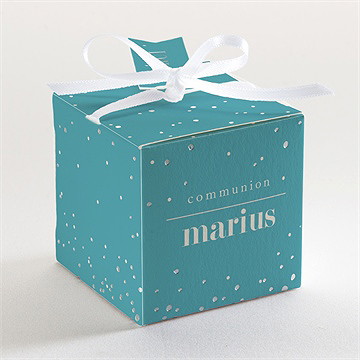 Boîte de dragées communion tampon étoilé - Dos de la boîte