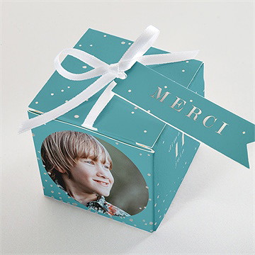 Boîte de dragées communion tampon étoilé - Dessus de la boite