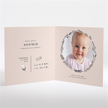 Faire-part naissance couronne pastel - Intérieur du faire-part
